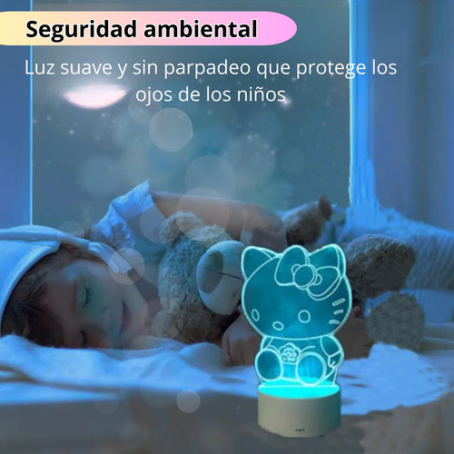 Lampara De Mesa Acrílico 3d Hello Kitty Lampara De Noche Blanco Transparente