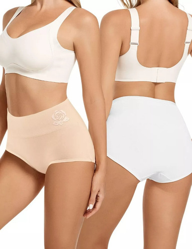 Calzoncillos De Algodón Para Mujer Calzones Cintura Alta 4pz