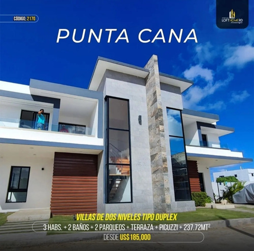 Vendo Preciosa Villa En Punta Cana Piscina 3 Habitaciones Habitación Principal Con Baño Y Closet Habitación Con Mirador Cocina Sala Y Comedor Terraza 2.5 Baños Área De Lavado Patio