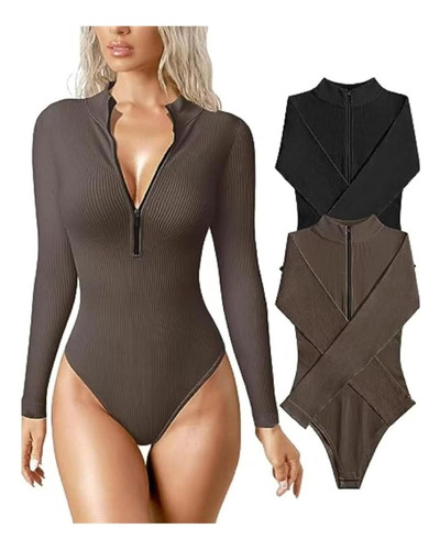 Body Sexy Informal Con Cremallera For Mujer, Manga Larga,