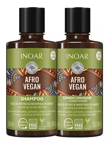 Kit Inoar Afro Vegan Shampoo + Condicionador 300ml