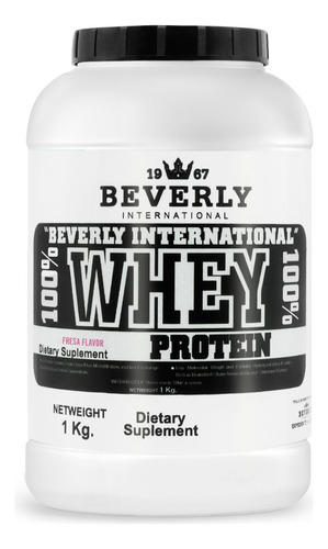 Proteína 100% Whey Beverly 1 Kg 26 Servicios Sabor Fresa