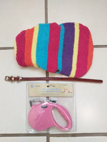 Paquete De Collar, Correa Y Sweater Para Perro, Talla 3.