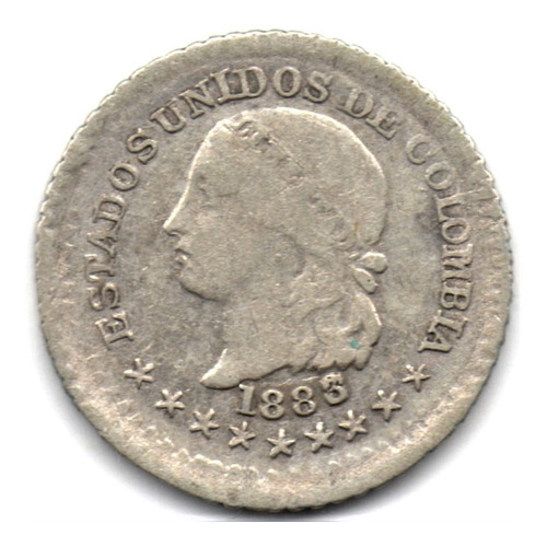 5 Centavos 1883 Bogotá Plata 3/2