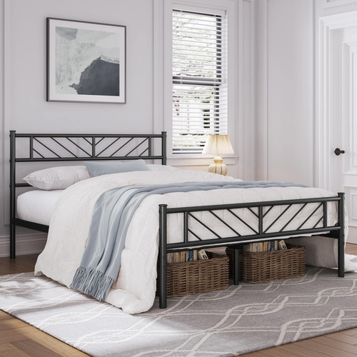 Base De Cama Matrimonial Con Cabecera Flecha Y Almacenamient