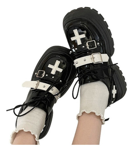 Xx Zapatos Plataforma Cordones Mujer Calzado Estilo Punk