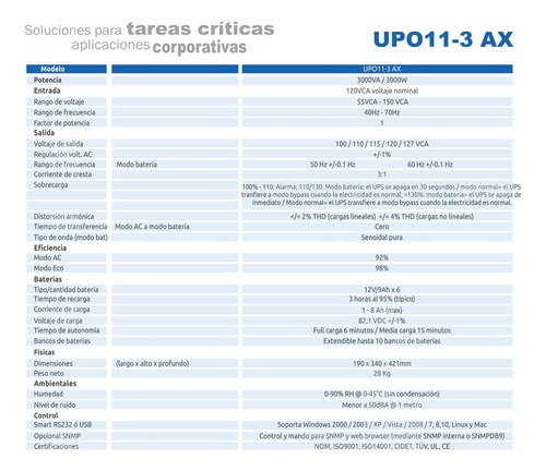 Ups Profesional Cdp On-line Upo11-3 De 3000va (Usado)