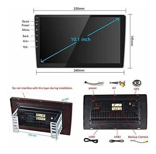 Doble Din Estereo Vehiculo 10.1 Android Navegacion Radio