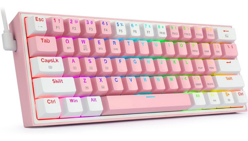 Imagen 5 de 9 de Teclado Gamer Redragon Fizz Pro K616 Rgb 60% Rosa Blanco F