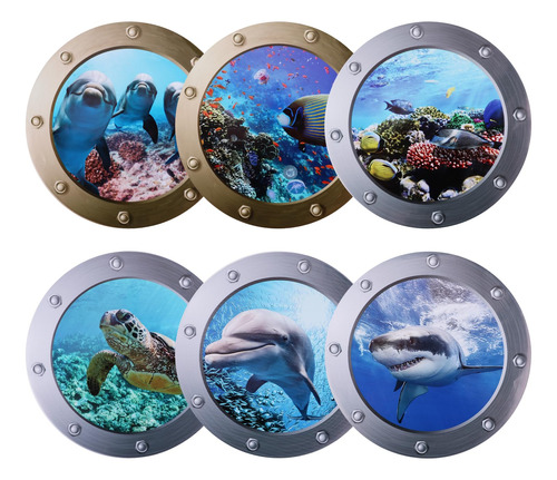 6 Calcomanias De Pared Del Mundo Oceanico, Calcomanias Extra