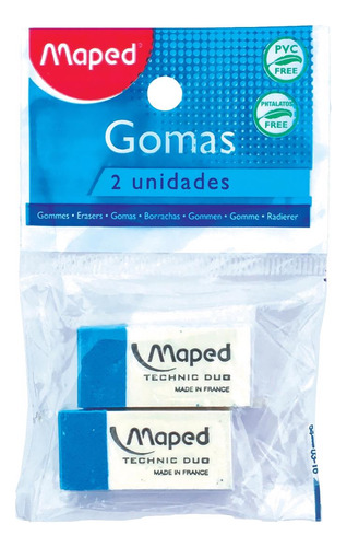 Goma Maped Technic Duo Azul Y Blanca X2