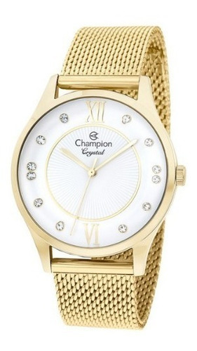 Relógio Champion Cn25538m Feminino Dourado Mostrador Branco