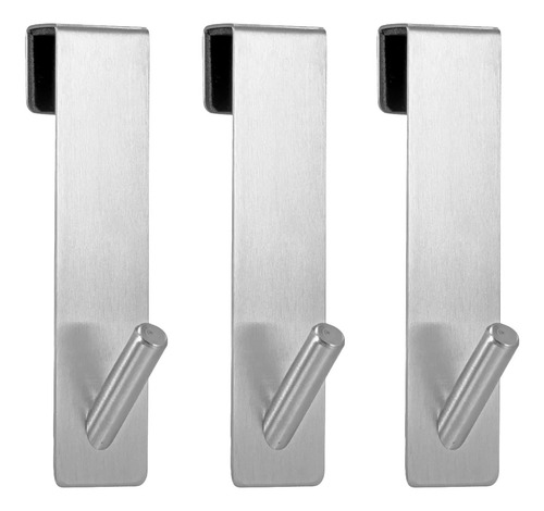 3 Ganchos Cabides Banheiro Pendurar Roupas Toalha Esponja Cor Inox