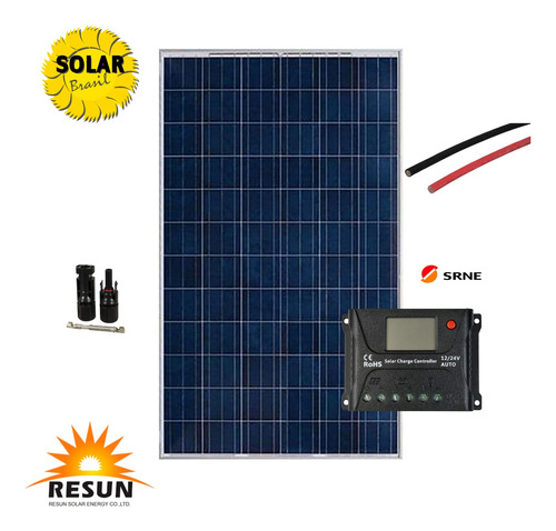 Kit Painel Solar Rs 100w + Mc4+ Controlador 10a + Cabo Solar