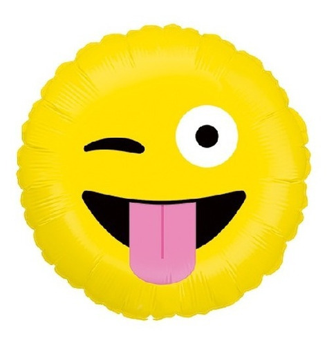 Balão Personalizado Grabo Emoji Língua Para Fora 18 Cor Amarelo Redondo