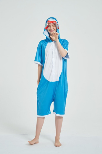 Imagen 4 de 9 de Tiburon Pijama Kigurumi Enterito De Verano Kawaii