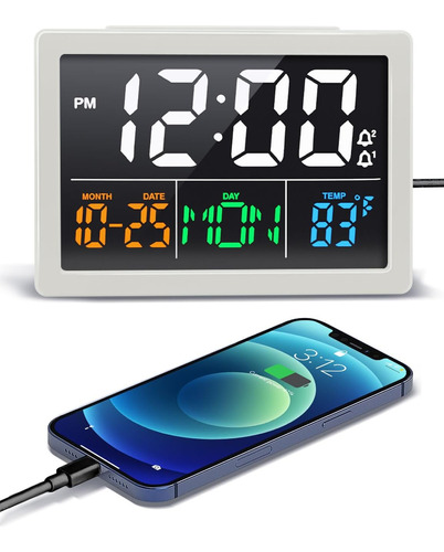 Reloj Despertador Digital, Con Pantalla Led Grande De 5.5 Pu