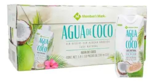 3 Pza Agua De Coco Member's Mark 18 Pzas De 330 Ml C/u