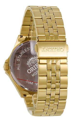 Relógio Orient Masculino Dourado Mgss1235 S2kx Analogico Cor do fundo Prateado
