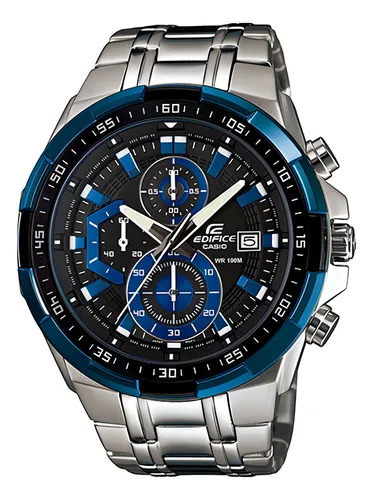 comprar Relógio de pulso Casio EFR-539 com corria de aço inoxidável cor prateado - fondo preto - bisel azulu002Fpreto