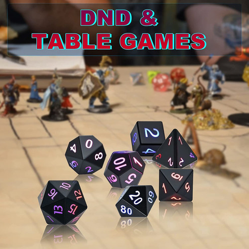 Kit Dados Rpg Led Iluminado Recarregável Com Estojo Recarga