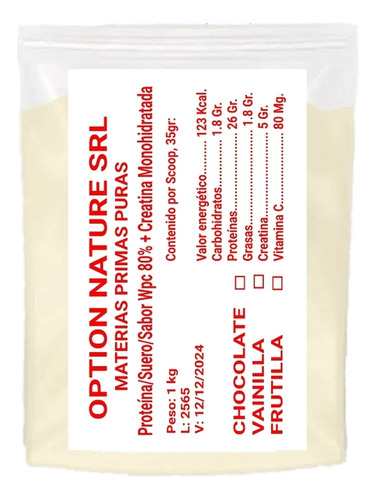 Best Whey Protein (proteína + Creatina) Option Nature! 1 Kg