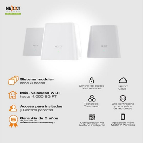 Imagen 3 de 5 de Repetidor Amplificador Wifi 1200mbps Vektor 3600-ac 3 Nodos