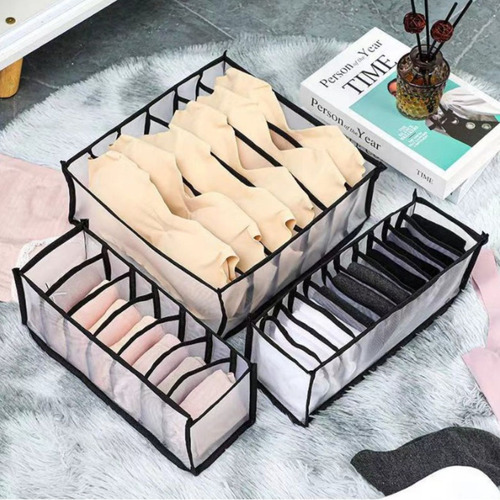 Organizadores de roupascaixas Aeb Variedades Organizador de Roupa Íntima tamanho m com 3 divisores x 3 color cinza