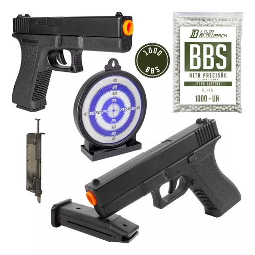 Pistola Brinquedo Realista Airsoft Gk V307 6mm Bbs Alvo Óleo