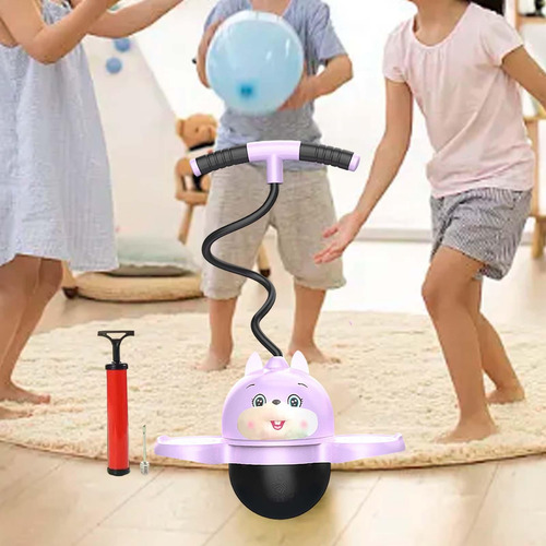 Pogo Bola Com Alça Pogo Saltando Bola Crianças Placa Rosa