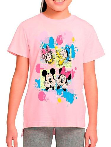 Polera Estampada 100% Algodón Niña Mickey Y Minnie Colores