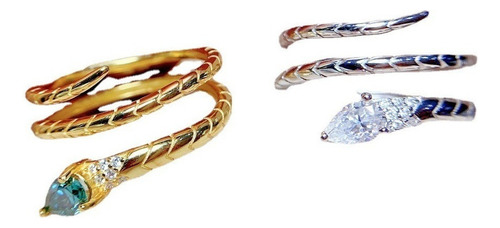 Anillo Serpiente Snake Trendy Ajustable Baño Oro