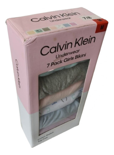 Calvin Klein Bikini Algodón Niña 7 Piezas Tiro Medio