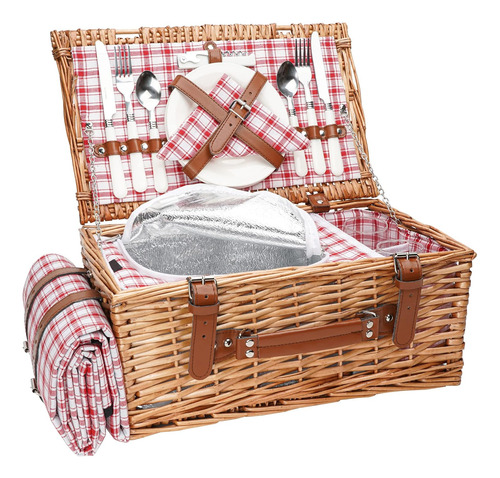 Cesta De Picnic De Mimbre 2 Personas Manta De Picnic Im...