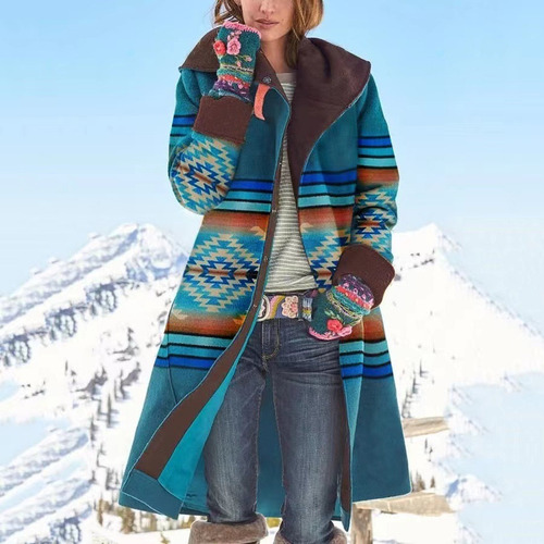 Chamarra Polar Estampada De Longitud Media Para Mujer
