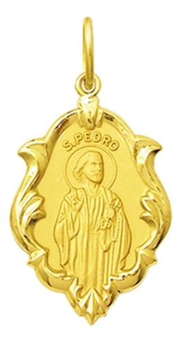 Medalha Religiosa São Pedro Em Ouro 18k Classico 1,0cm 0,5g