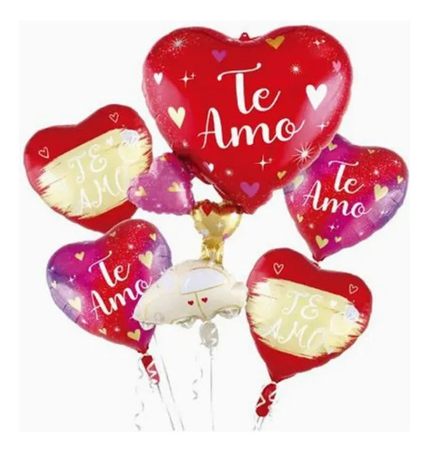 Set De Globos Te Amo Forma De Corazon 5pcs 