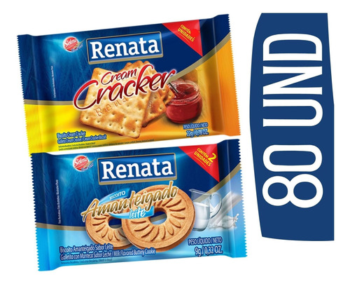 Biscoito Em Sache Renata Rosquinha Leite, Cream Cracker 80u