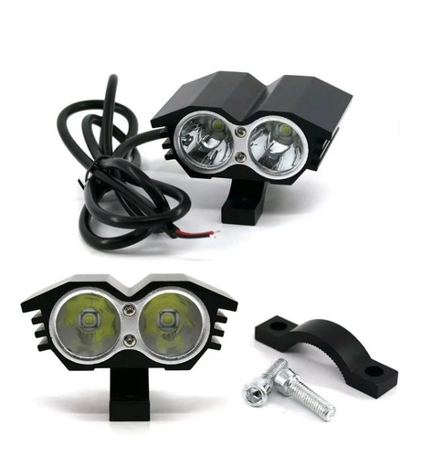 Imagen 2 de 6 de Faro Moto Led Manillar Ojo Buho 20w Soporte 200m Profundidad
