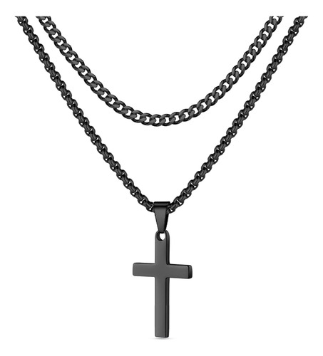 Ailetop Collares De Cadena Con Cruz Negra Para Hombres Y De