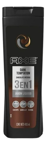 Jabón Líquido Axe 3 En 1 Dark Temptation 400 Ml