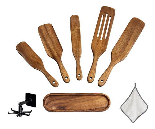 Surtle Juego 6 Espatula Madera Cuchara Para Cocinar