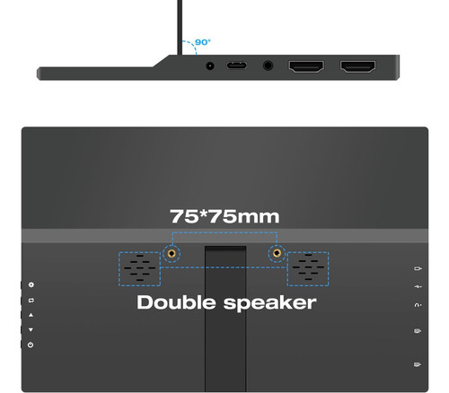 Monitor Portátil Lrtzcbi De 13.3 Pulgadas, Hd 1366x768p Pant