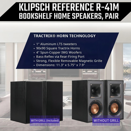 Klipsch Reference 5.0 Sistema De Cine En Casa Paquete Con 2 Altavoces R-26fa De Pie, Altavoz De Canal Central De Dos Vías R-25c, 2 Altavoces De Estantería R-41m
