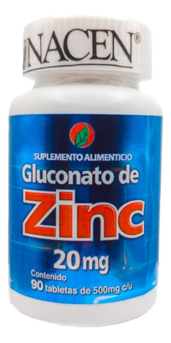 Gluconato De Zinc Frasco 90 Tabletas 500mg Pronacen Sabor Sin Sabor