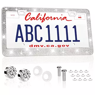 Bling License Plate Frames For Women 1 Pack Diamond R...