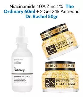 Niacinamide 10% Zinc 1% 60ml + 2 Gel 24k Antiedad 50gr