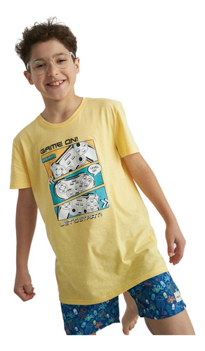 Remera Camiseta Manga Corta Joystick Para Niño Motor Oil