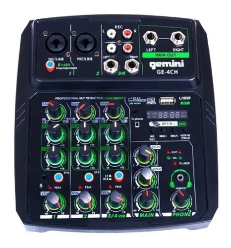 Mini Mixer 4 Channel Gemini Ge-4ch Bluetooth Hamelin 