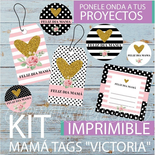 Kit Imprimible Dia De La Madre Tags Circulos Victoria Shabby